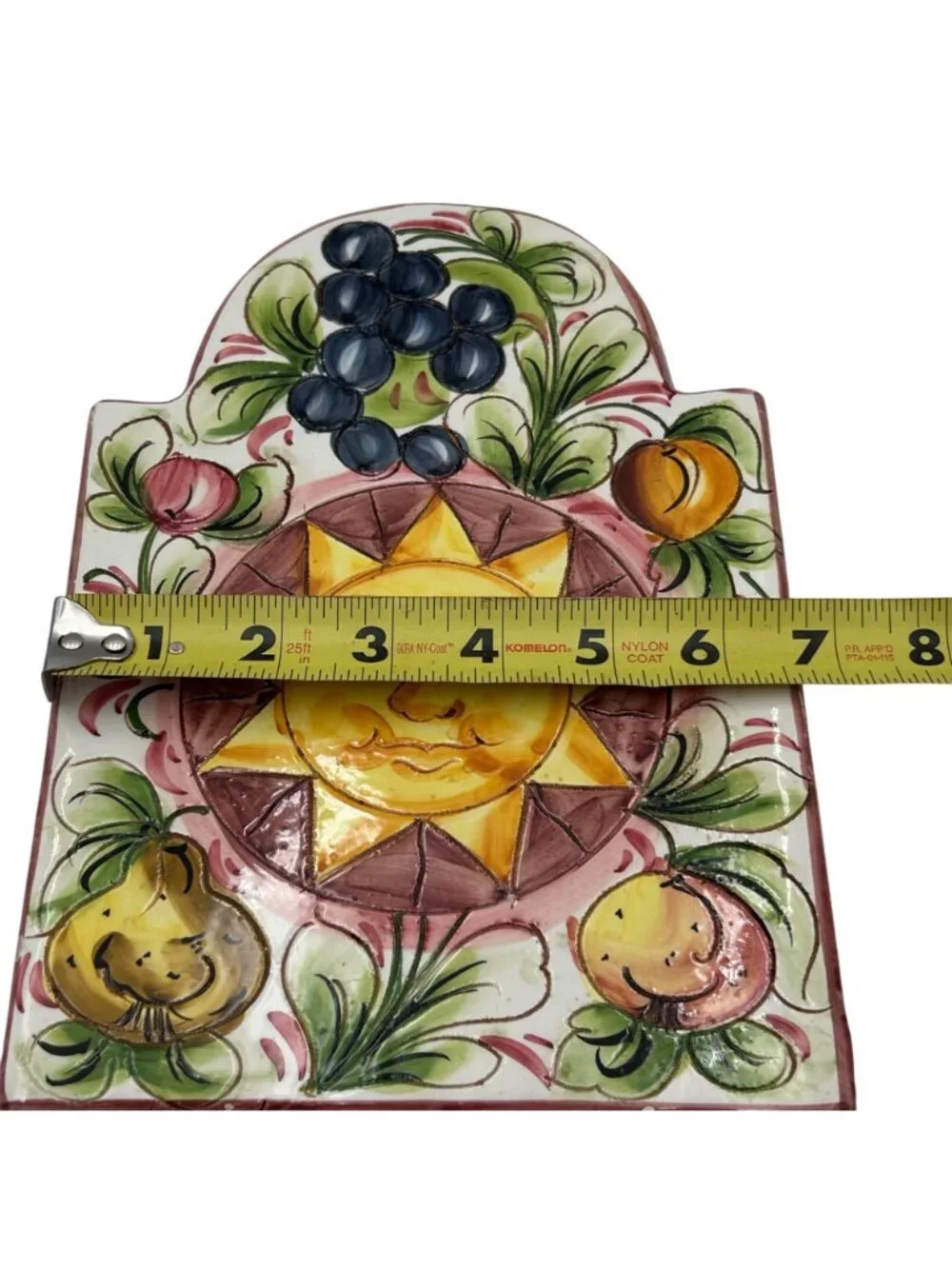 Hand Painted Italian Ceramic Sunflower & Fruit Wall Plaques Set Of 2 Vibrant